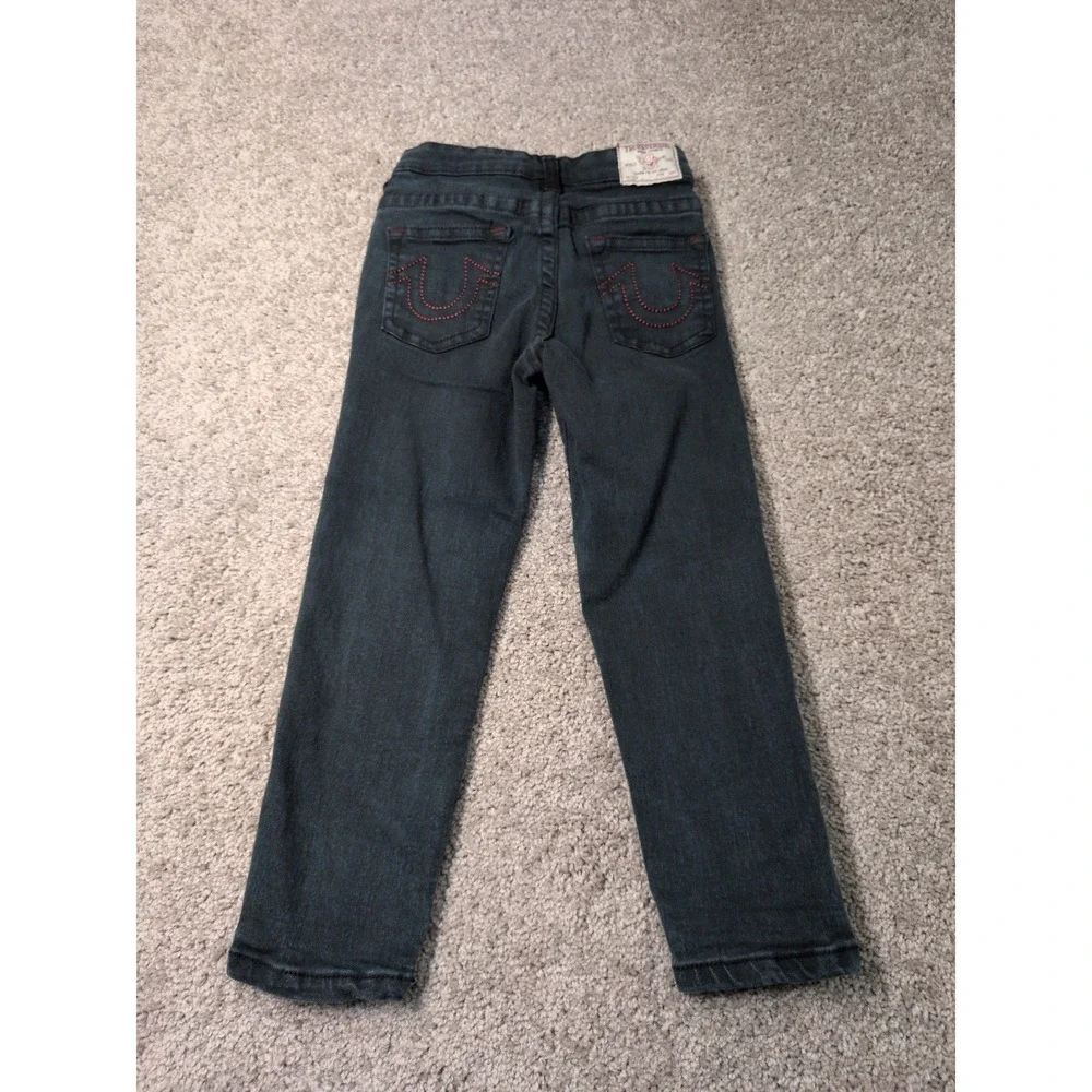 True Religion Boys Skinny Jeans Dark Wash Red Contrast‎ Stitch Size M 5/6